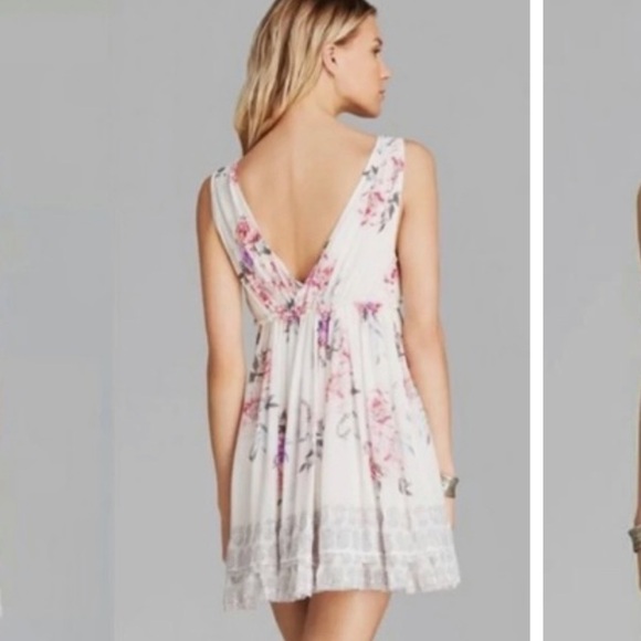 Free People Spring Fever White Floral Print Mini Dress Small - Picture 3 of 9